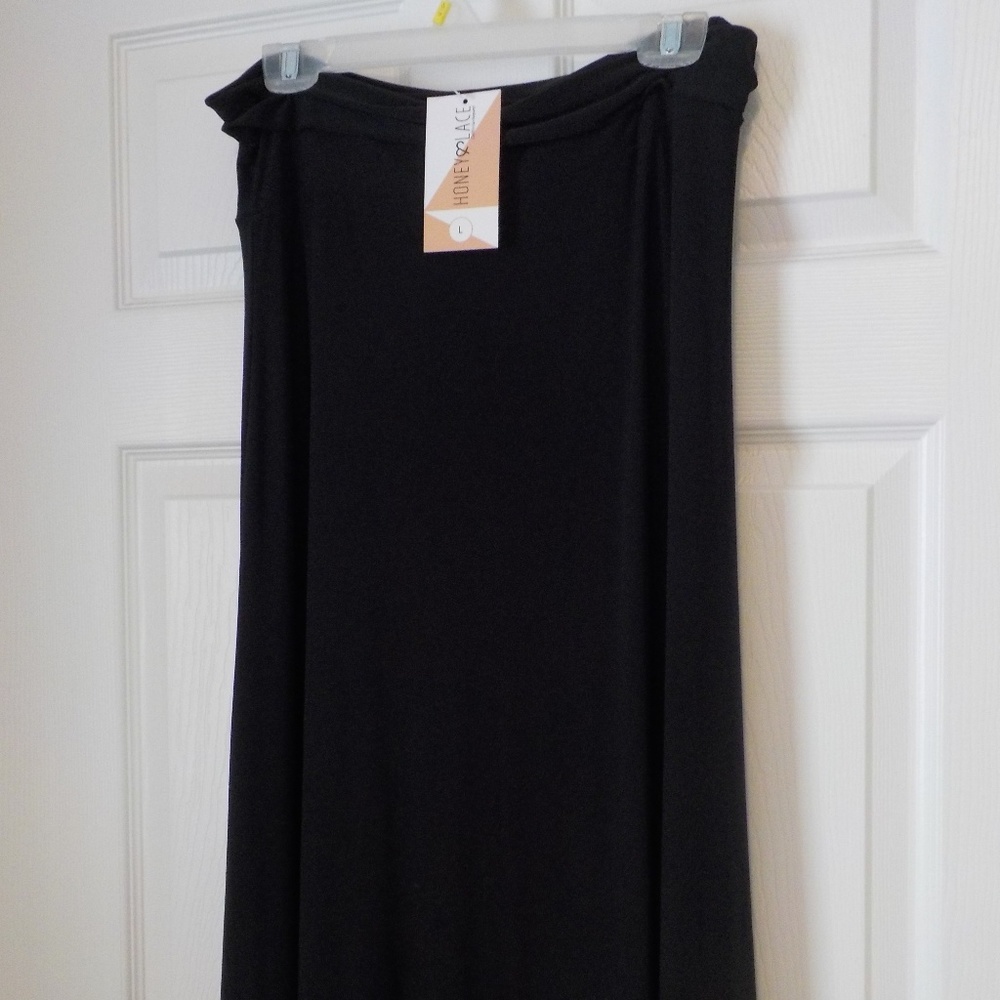 Solid Black Large Maxi Skirt Honey & Lace